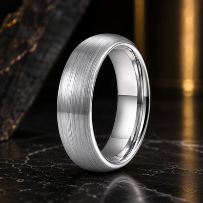 Anillo de Tungsteno para Boda Plateado Cepillado ’El Puente’ - Silver 6mm / 14 - Anillos