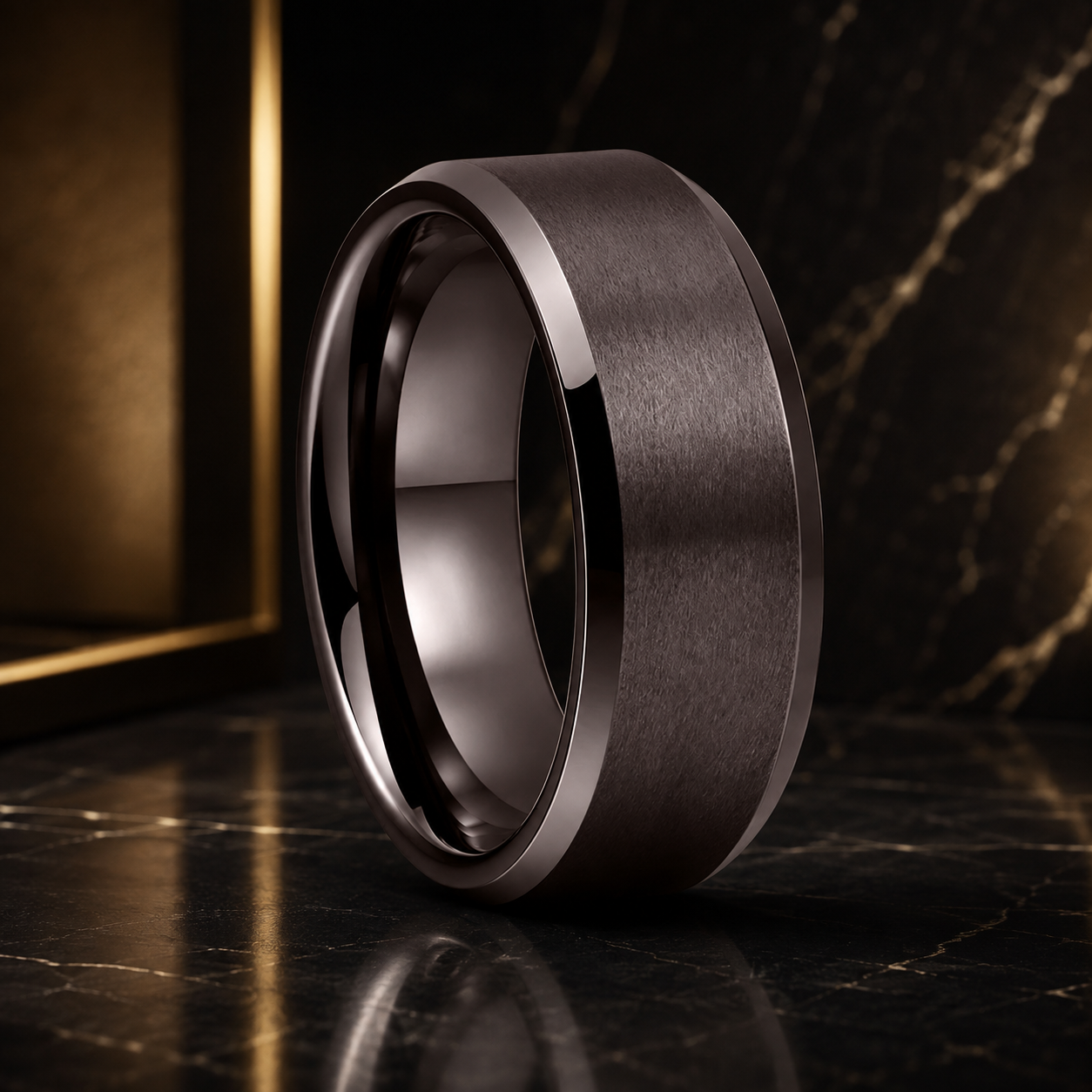 Anillo de Tungsteno para Compromiso Acabado Mate ’El Voto’ - Gunmetal / 8mm Matted / 12.5 - Anillos