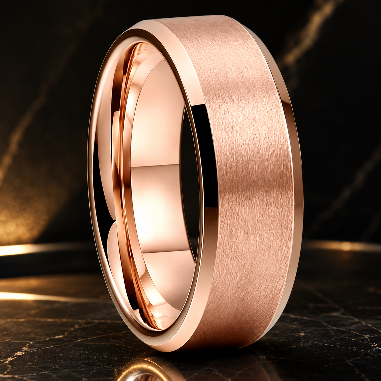 Anillo de Tungsteno para Compromiso Acabado Mate ’El Voto’ - Rose Gold / 8mm Matted / 12.5 - Anillos