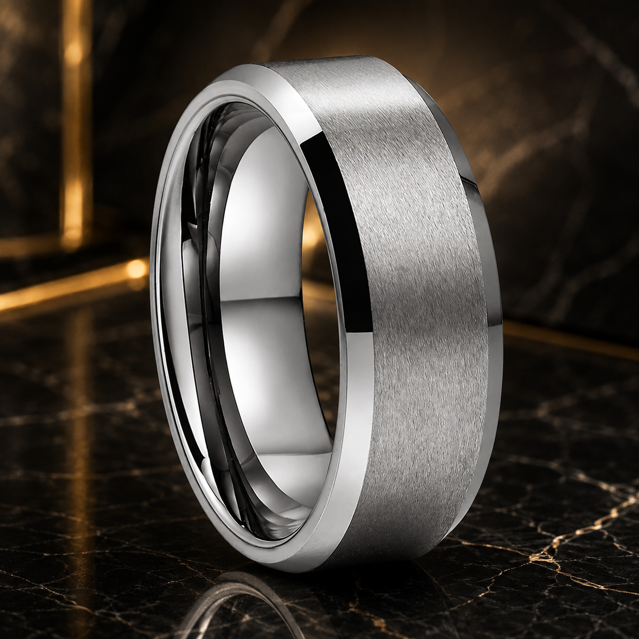 Anillo de Tungsteno para Compromiso Acabado Mate ’El Voto’ - Silver / 8mm Matted / 12.5 - Anillos
