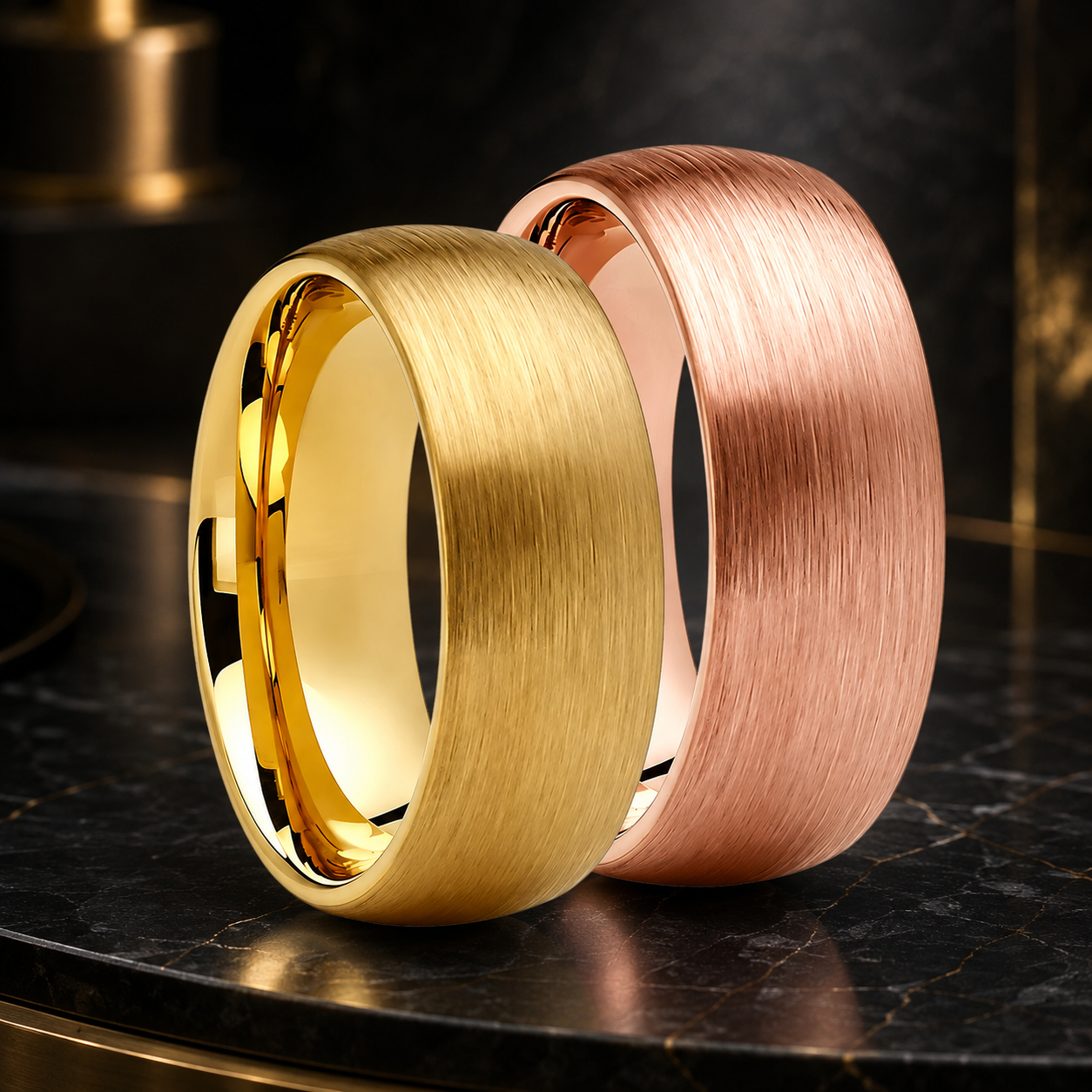Anillo de Tungsteno para Compromiso Cepillado ’El Rumbo’ - Anillos