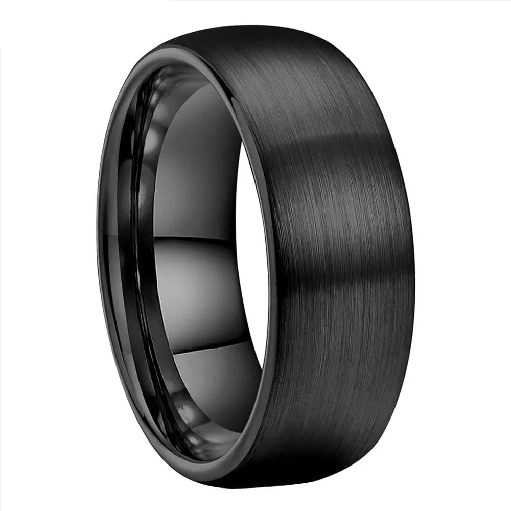 Anillo de Tungsteno para Compromiso Cepillado ’El Rumbo’ - Dome Brushed Black / 8mm / 8 - Anillos