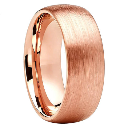 Anillo de Tungsteno para Compromiso Cepillado ’El Rumbo’ - Dome Brushed Rose / 8mm / 8 - Anillos