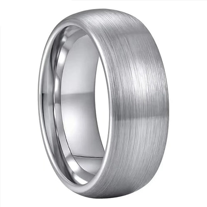 Anillo de Tungsteno para Compromiso Cepillado ’El Rumbo’ - Dome Brushed Silver / 8mm / 8 - Anillos